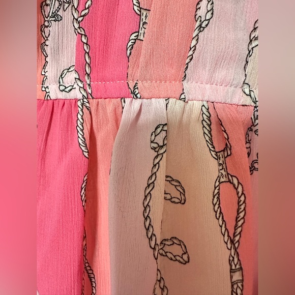 NWT SZ L 77 Park Pink and Coral Patterned Ruffle Blouse - Picture 3 of 7